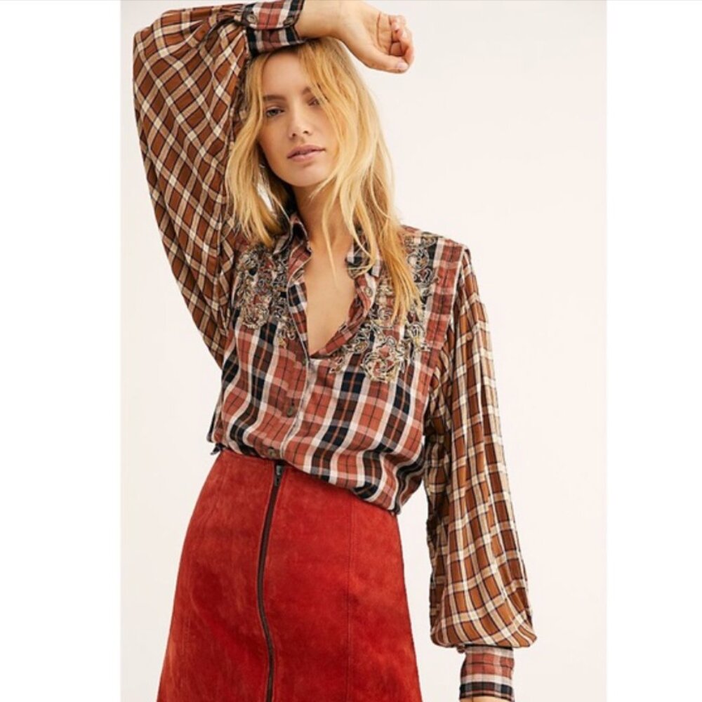 Free People Snow Top Mountain Shirt size xs